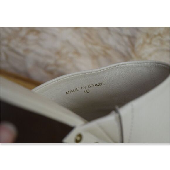 Larroude Zuzi Bit Mule Clogs Slip on Mens Size 10 Ivory Leather Wooden Studs main image 10